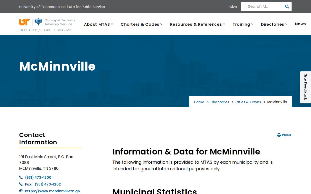 McMinnville warrant records context, MTAS city court police and code profile