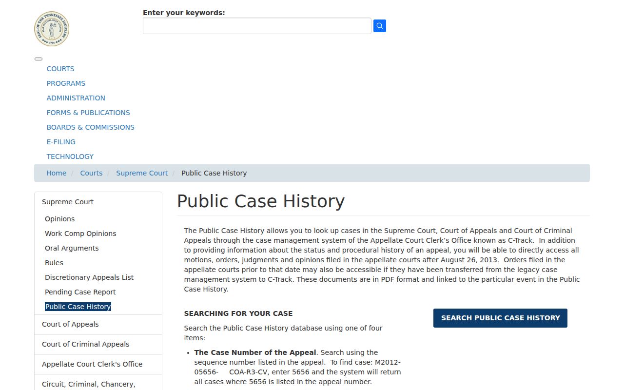 Warren County warrant search reference, Tennessee court search interface