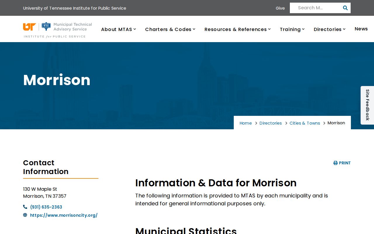 Morrison warrant records context, town profile and charter information